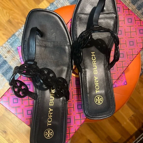 Tory Burch Black Tiny Miller Women's Sandals - Picture 1 of 1